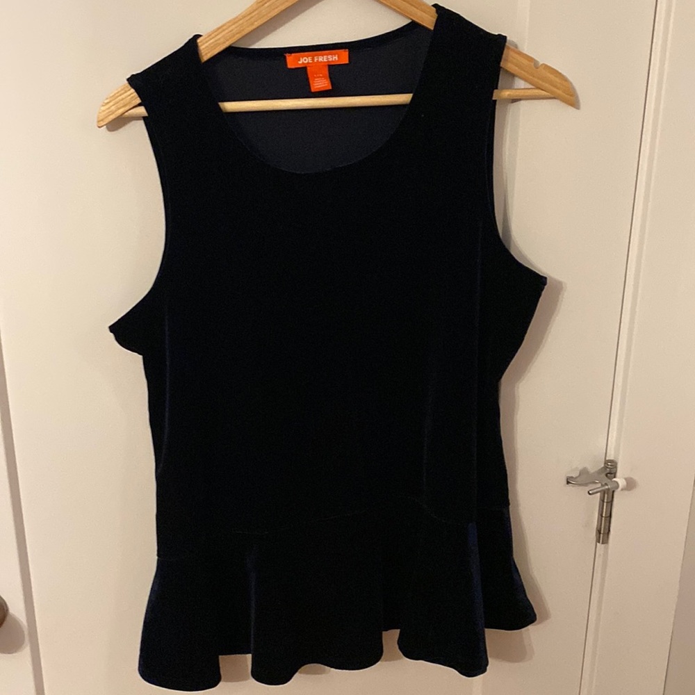 Joe Fresh Peplum Navy Blue Velvet Top
